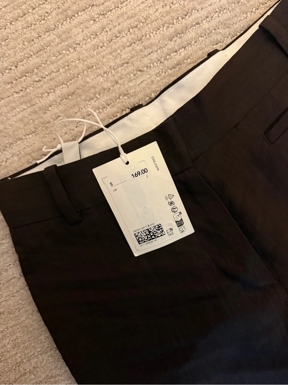 COS Brown Tailored Linen Straight Pants